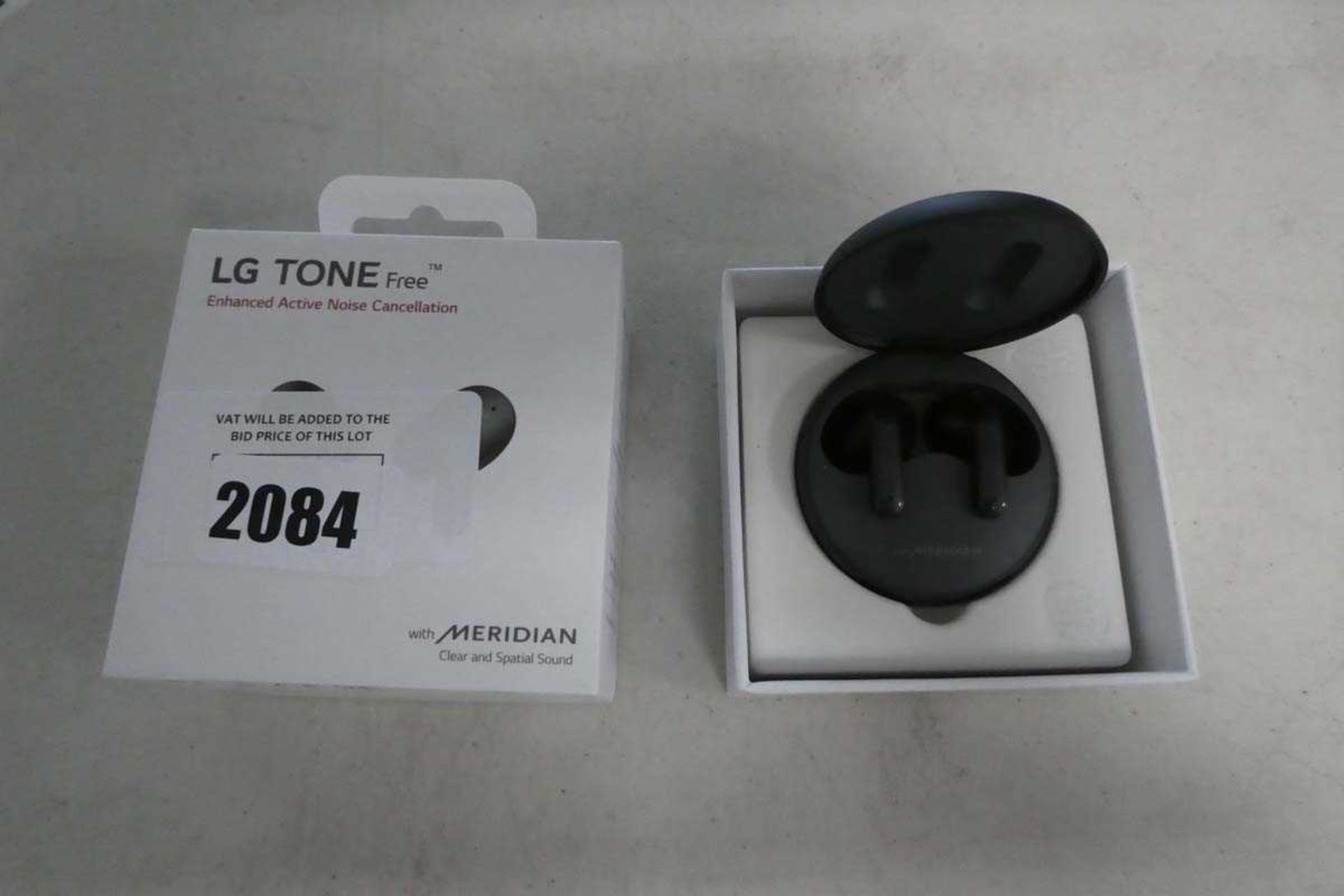 +VAT LG Tone Free wireless earbuds in box with charging case