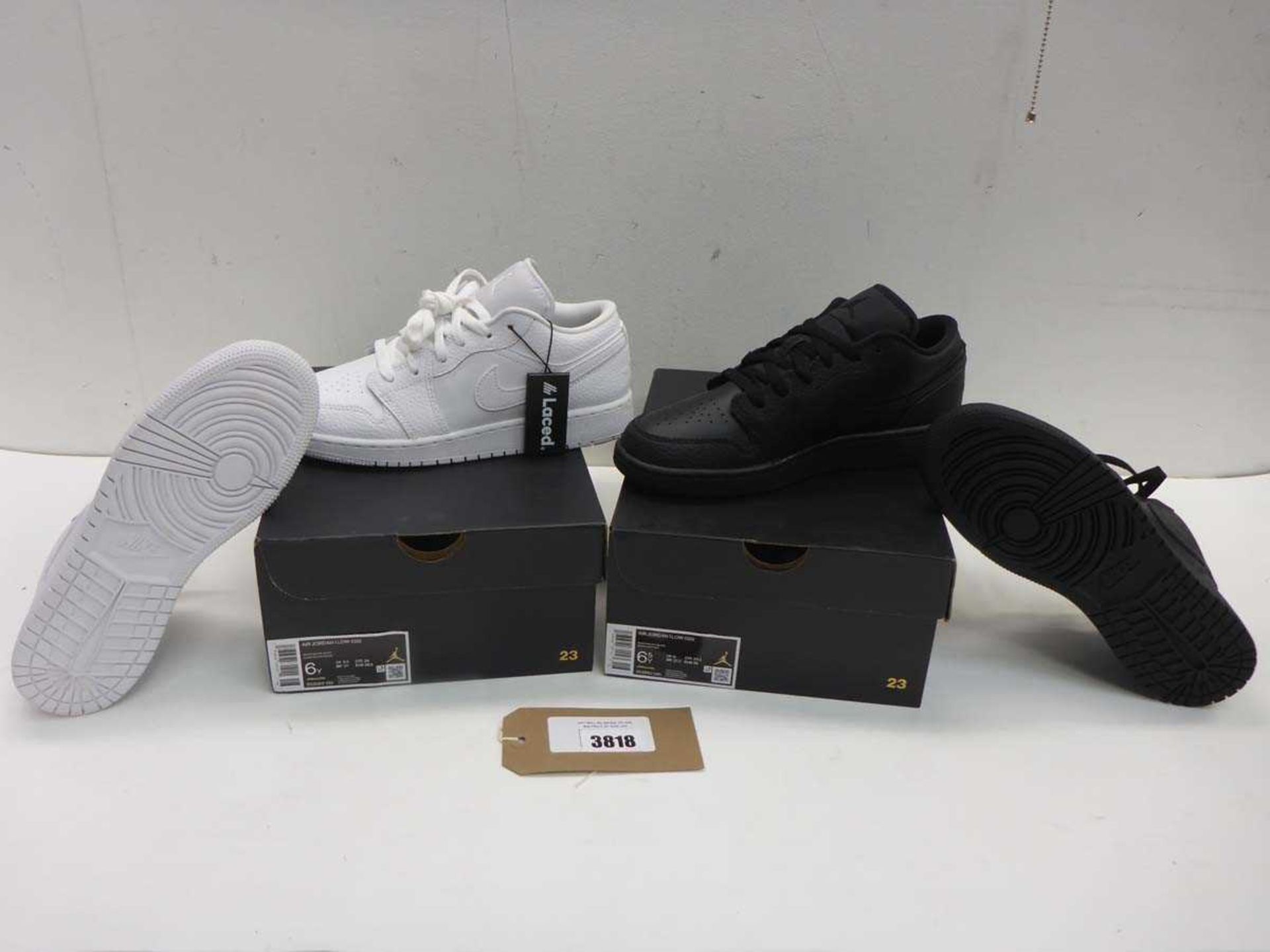 Air Jordan kids 1 Low (GS) black trainers Size 6 and Air Jordan kids 1 Low (GS) white trainers