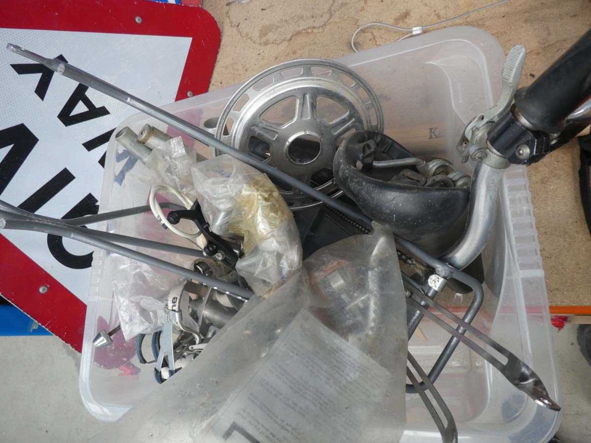 Box of bike parts