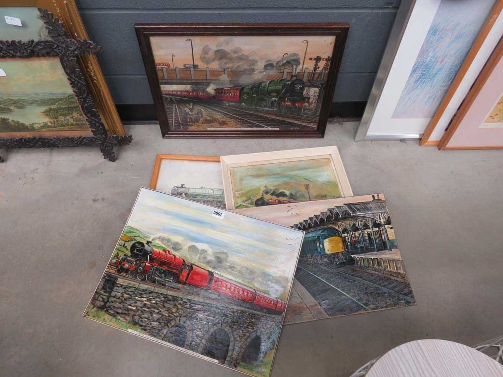 Quantity of oil paintings and watercolours of British steam trains