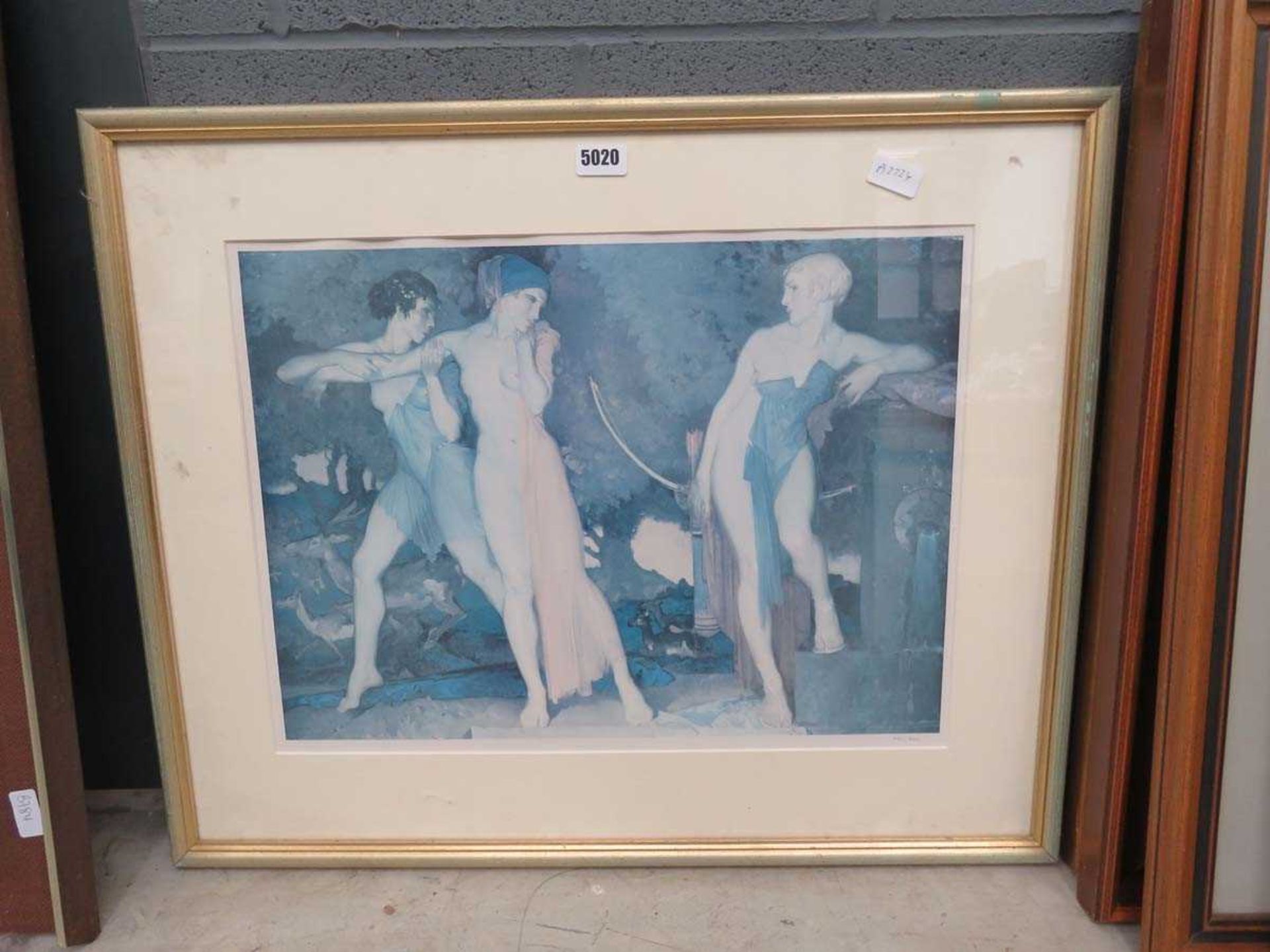 Russell Flint print with three scantily clad figures