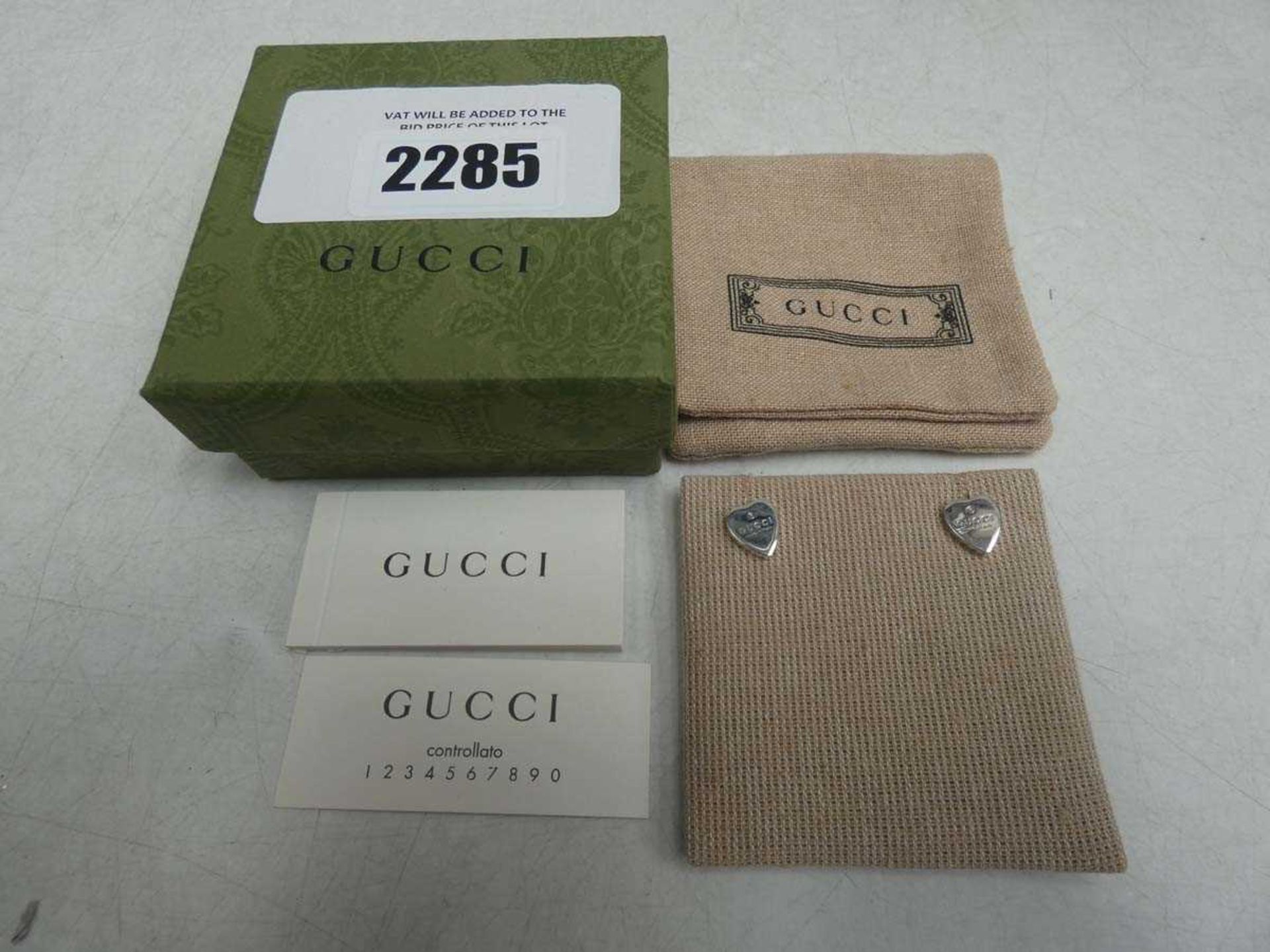 +VAT Pair of Gucci Heart earrings with box