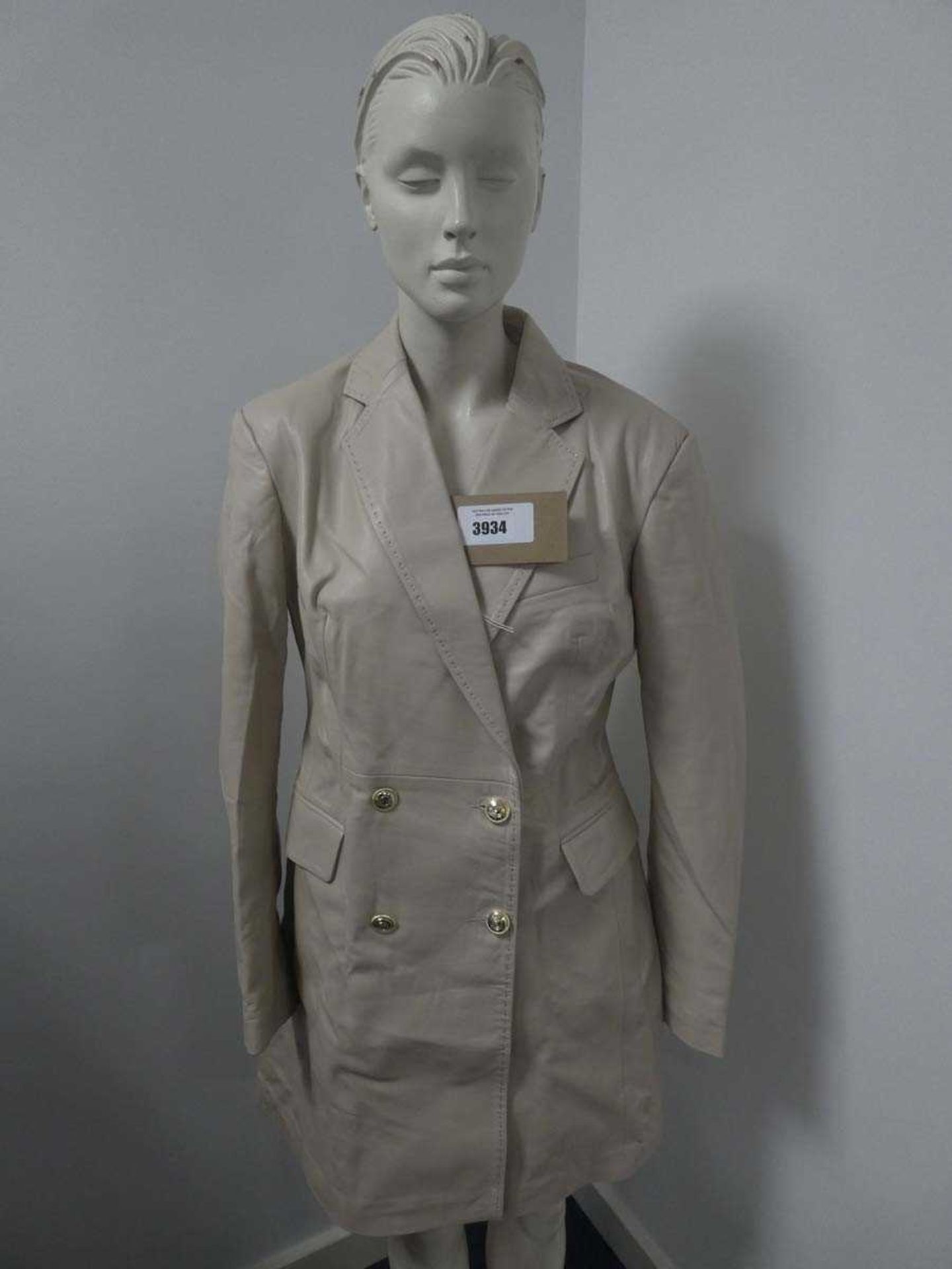 +VAT Karen Millen ladies leather extreme shoulder dress in cream size 12 (hanging)