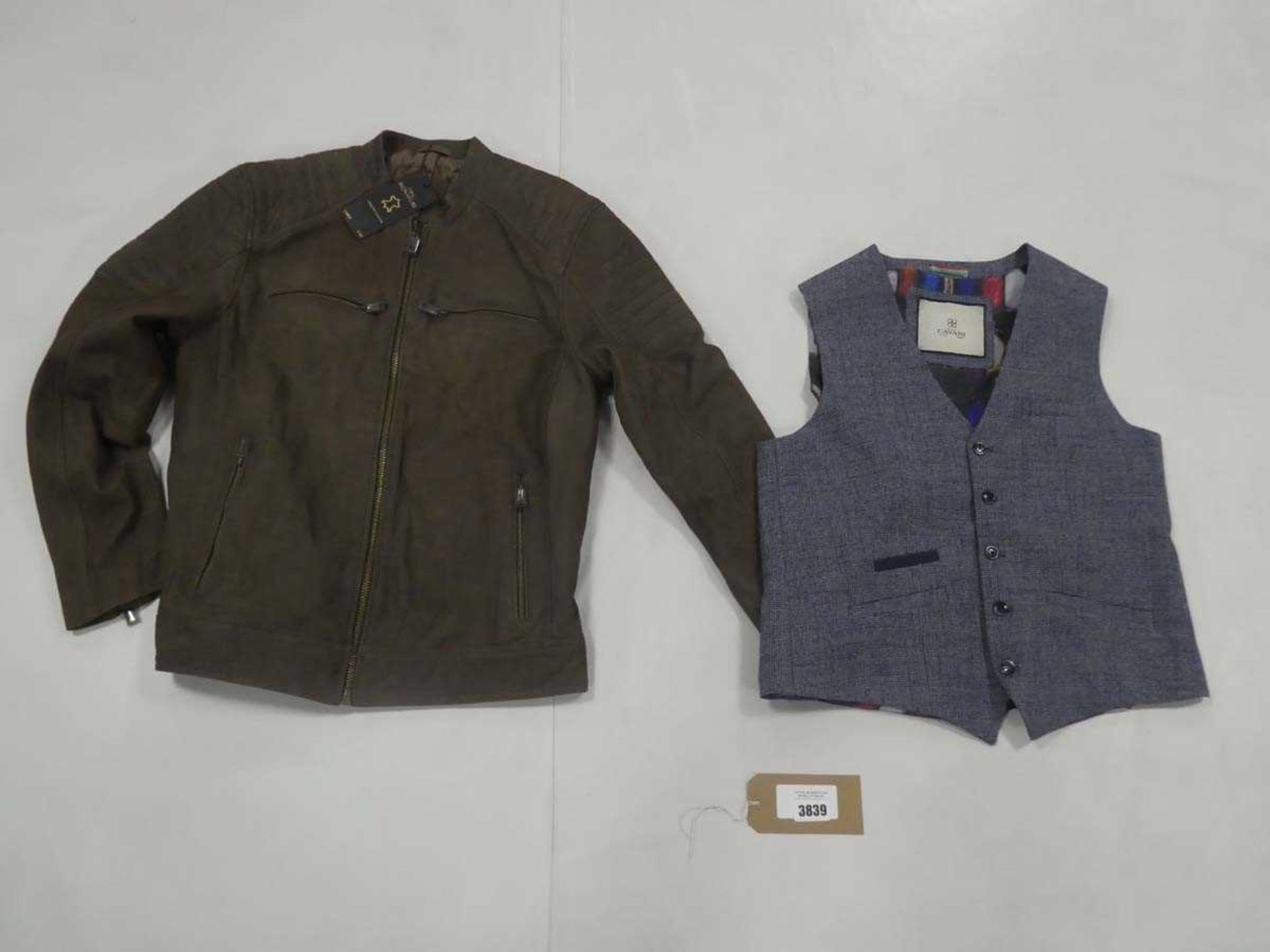 +VAT Selection of clothing to include Next Premium genuine leather jacket size large and House of