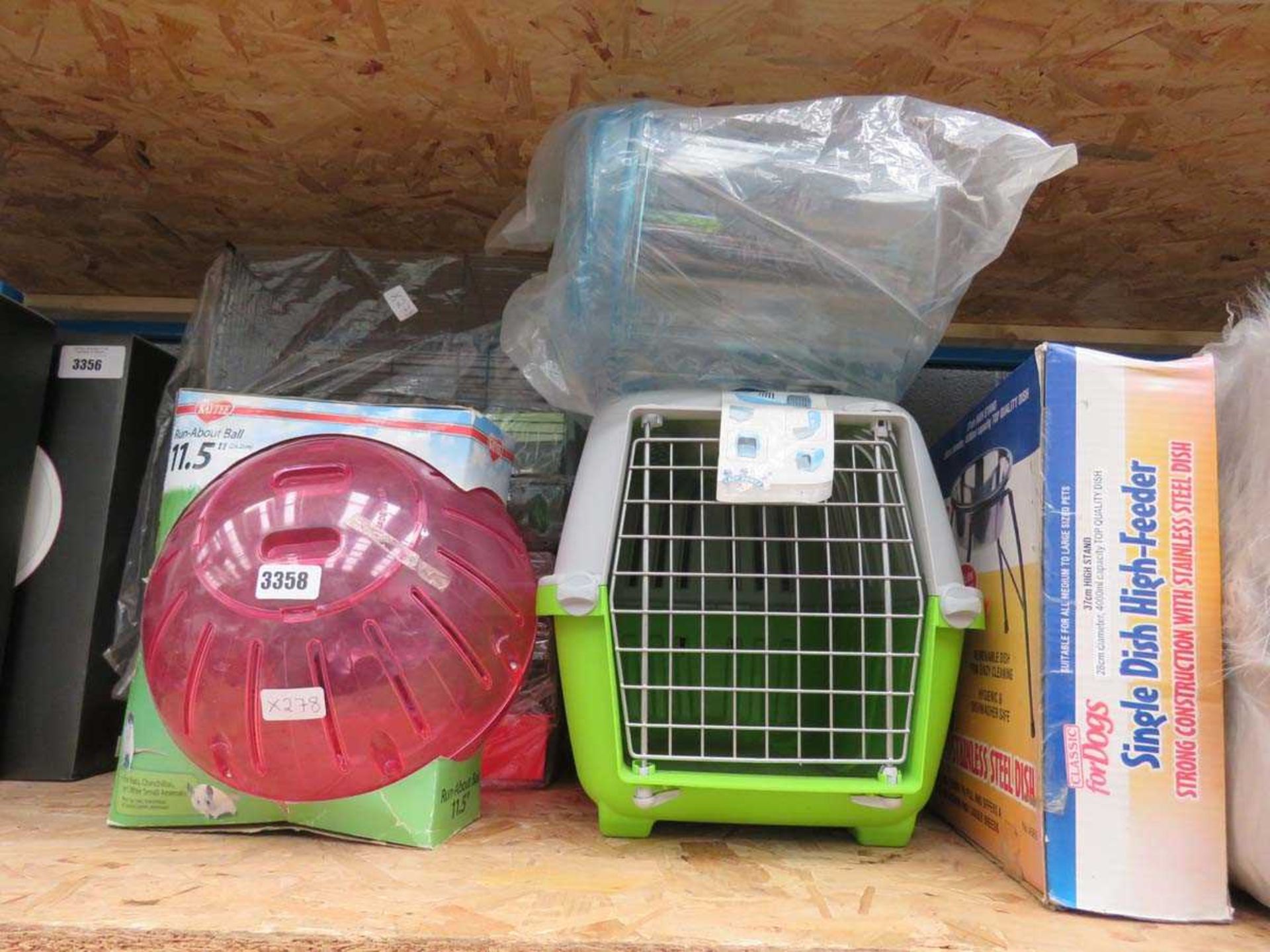 2 x hamster cages, hamster ball, small pet carrier, single dish high feeder etc.