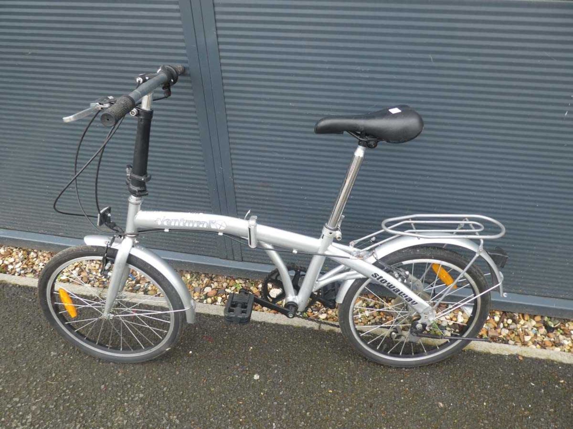 Silver foldup bike