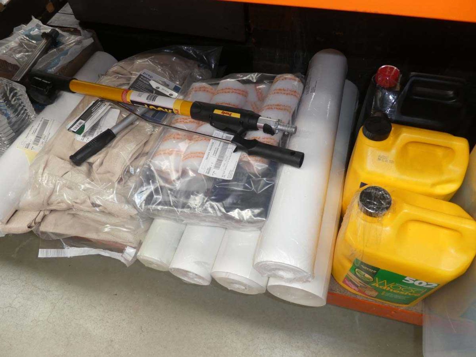 +VAT Under bay containing decorating items incl. lining paper, dust sheets, white spirit wood - Image 2 of 2