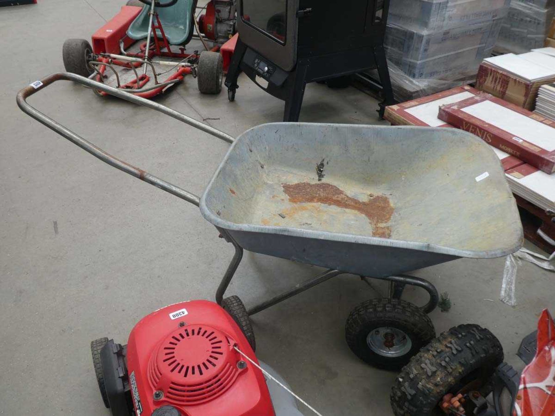 Galvanised wheelbarrow