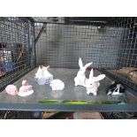 Cage containing ornamental rabbits