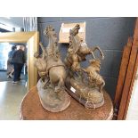 Pair of spelter horses