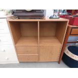 Beech display cabinet with drawers and cupboard under