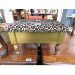 Footstool with hinged lid and leopard print cover