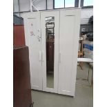 White painted wardrobe with mirrored door