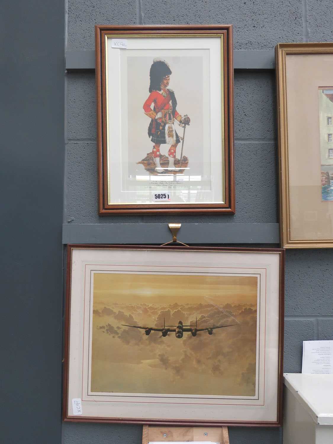 Coulson print of a Lancaster bomber plus a print of a Scottish military officer