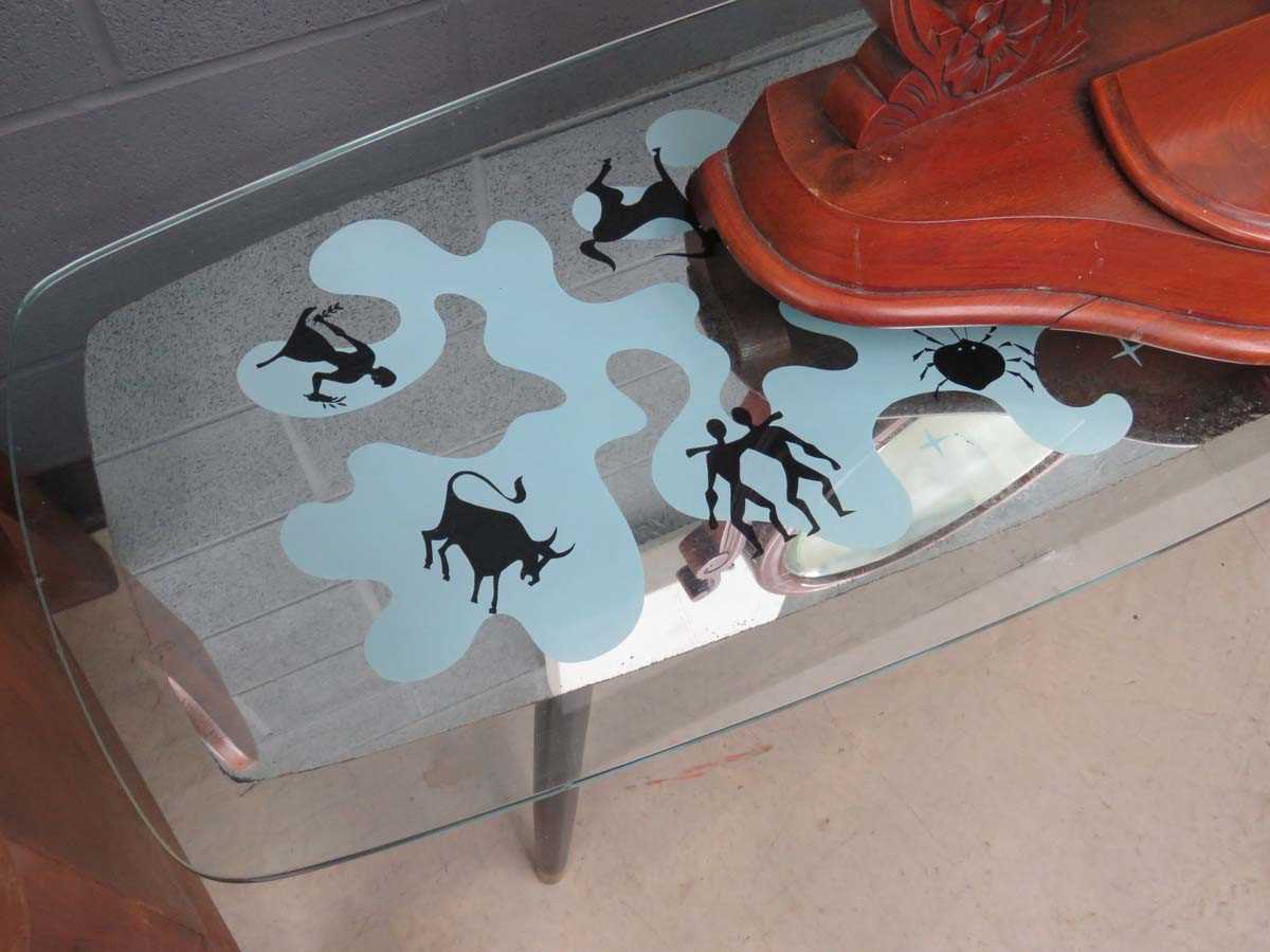 Glazed coffee table with figures of the zodiac - Image 2 of 2