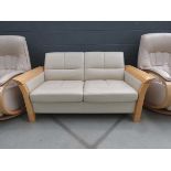 Stressless style cream leather two seater sofa