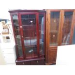 Mahogany effect glazed display cabinet with cupboard under