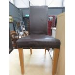 Brown leather-effect dining chair