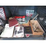 Cage containing locomotive reference books, and photographs