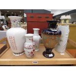 5 oriental and floral patterned vases