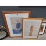 2 x framed and glazed prints - female figures