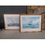 Pair of signed limited edition sailing prints by John Steven Dews