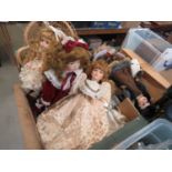 2 x boxes containing porcelain dolls