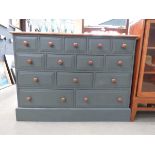 Grey painted pine multi-drawer chest