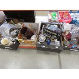 4 boxes containing ornaments, household crockery and glassware