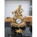 Gold painted French mantle clock