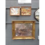 Pair of Mediterranean prints plus a constable print - Flatford mill