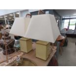 Pair of cream painted table lamps with shades