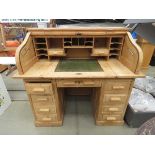 Oak and pine roll top desk