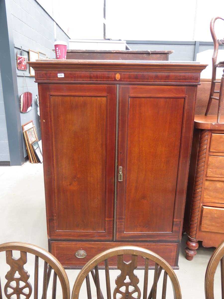 Edwardian double door gentleman's wardrobe with drawer under