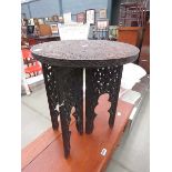 Carved Indian side table with folding base