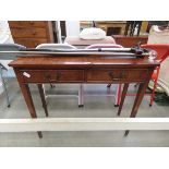 Reproduction yew two drawer console table