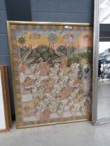 Large Indian print with sacred cattle, gods and figures