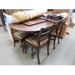 Reproduction mahogany extending dining table and 2 chairs