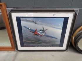 Framed and glazed photographic print of fighter planes