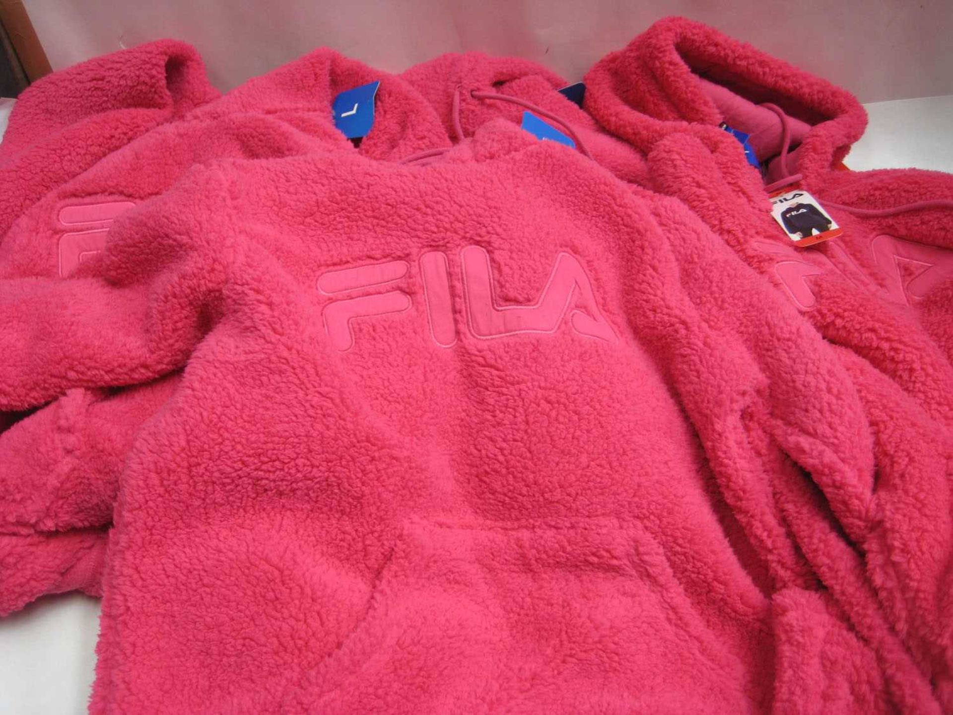 +VAT 4x Ladies Pink Fila Fleece Hoodies in Medium & Large