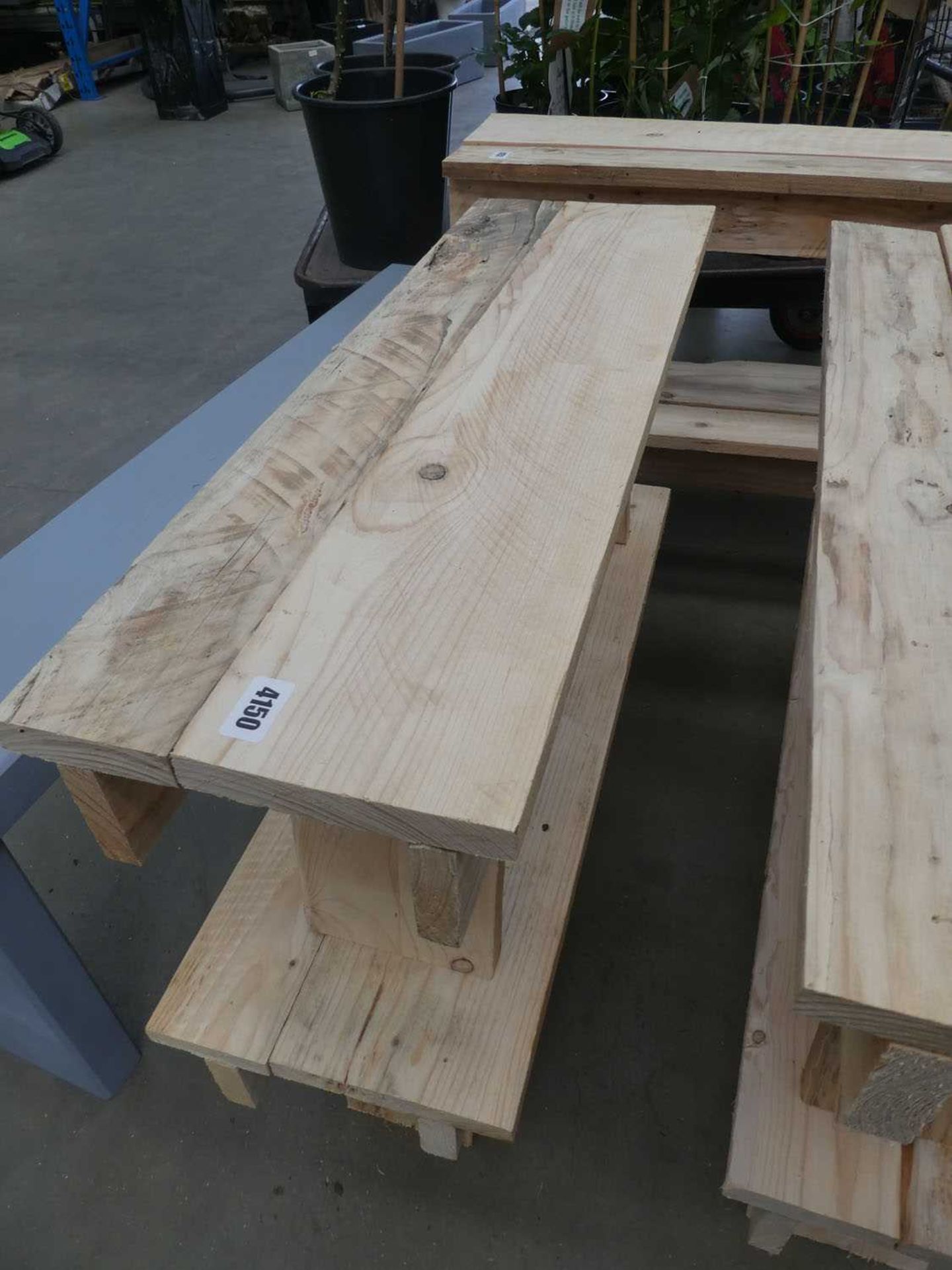 2 small wooden benches