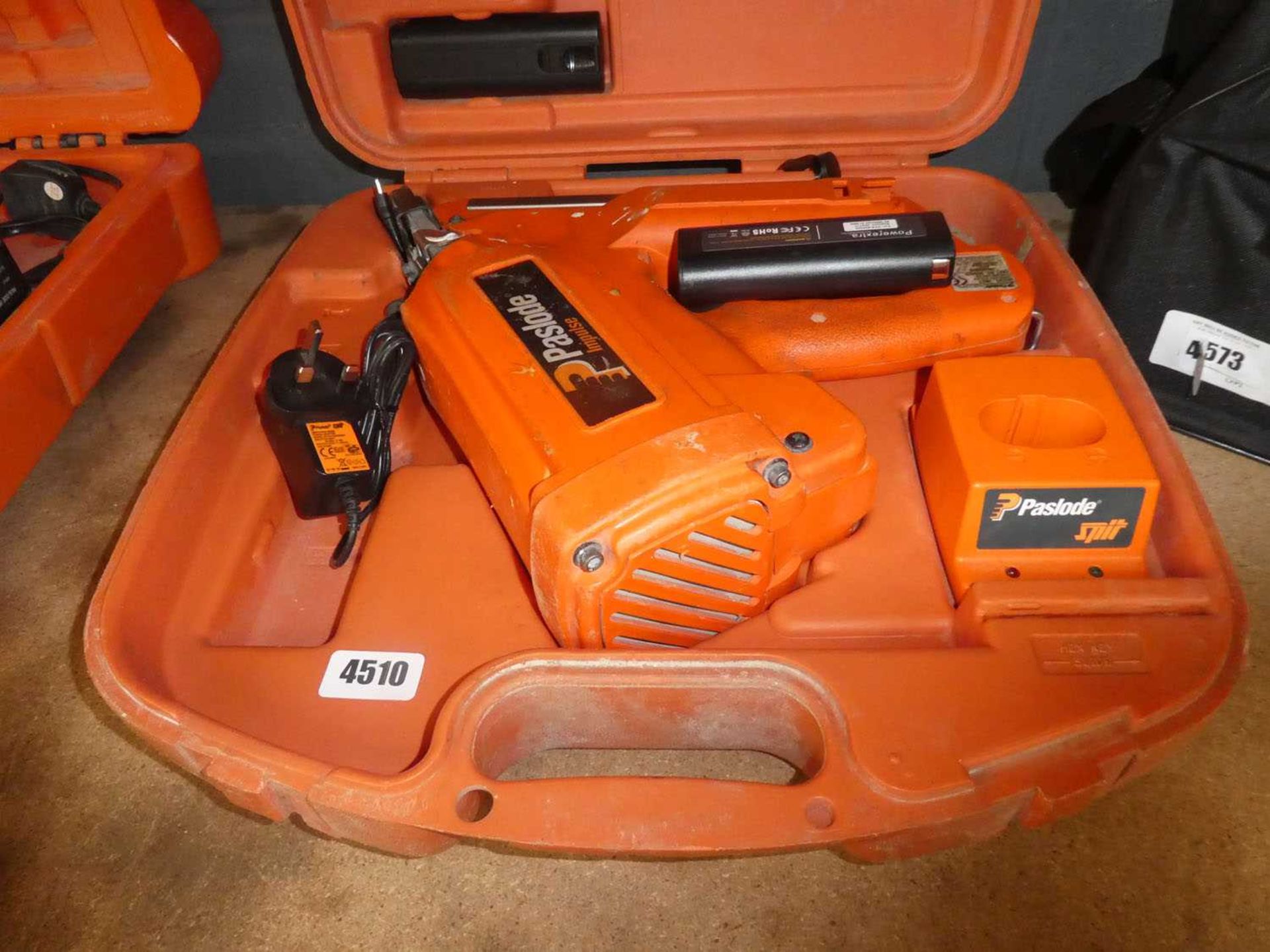 Paslode Impulse nailgun with charger and 2 batteries