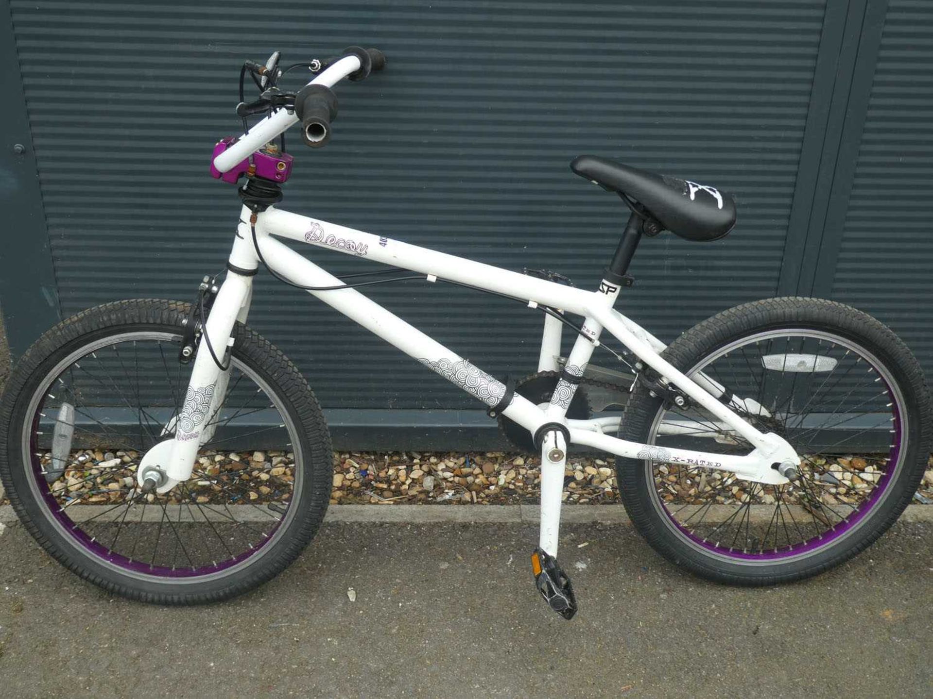 White and purple BMX