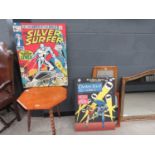2 canvases depicting the Silver Surfer and Batman and Robin