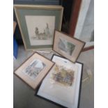 5 assorted framed and glazed pictures of town scenes