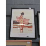 Jack Vetriano print of girl with deck chair