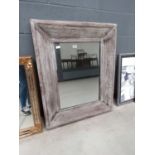 Limed wood effect rectangular mirror