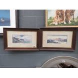 Pair of framed and glazed watercolours of seaside and lakeside scenes