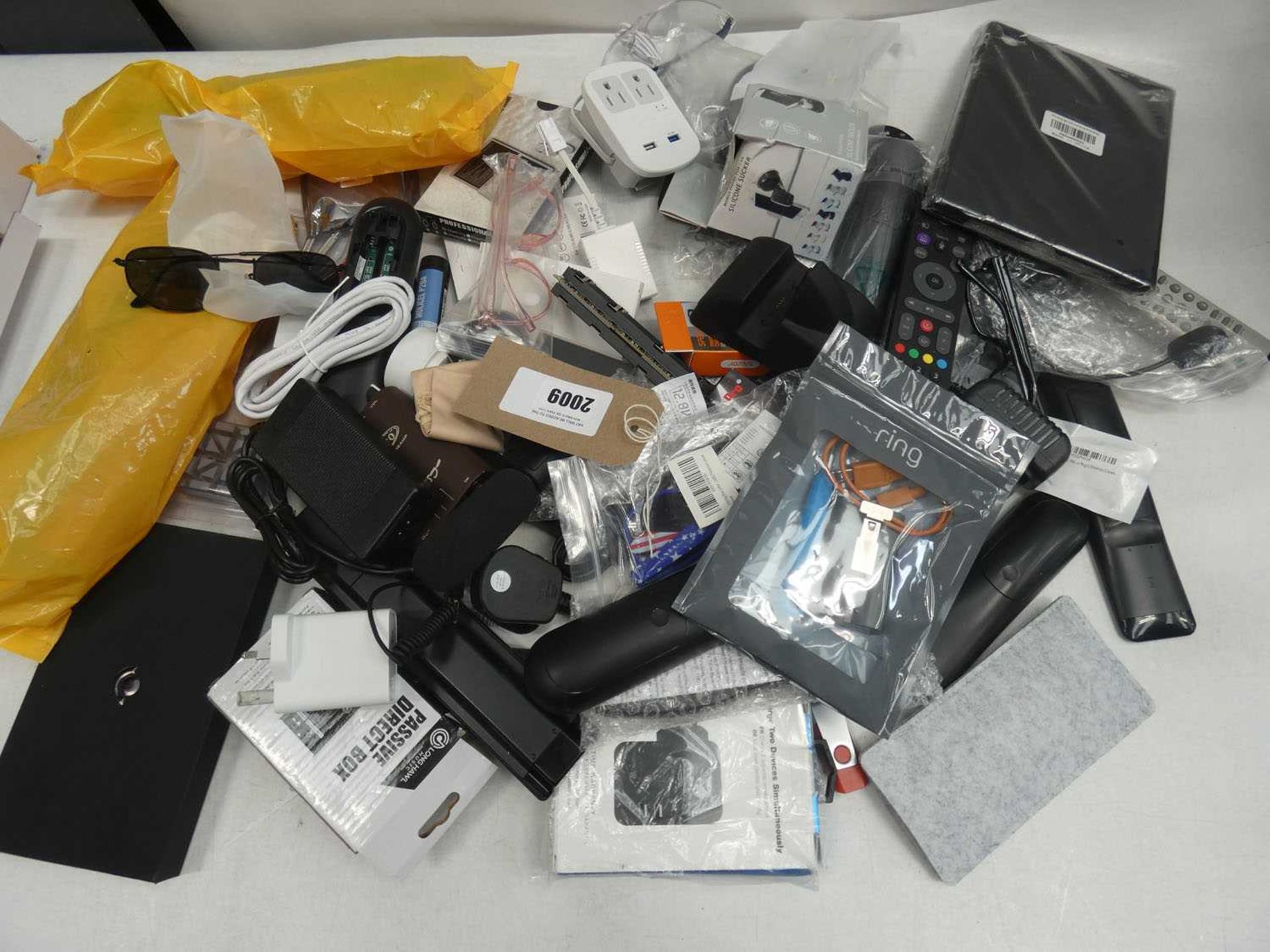 +VAT Bag containing remotes, camera microphone, cases, chargers, adapters, batteries, holders, etc