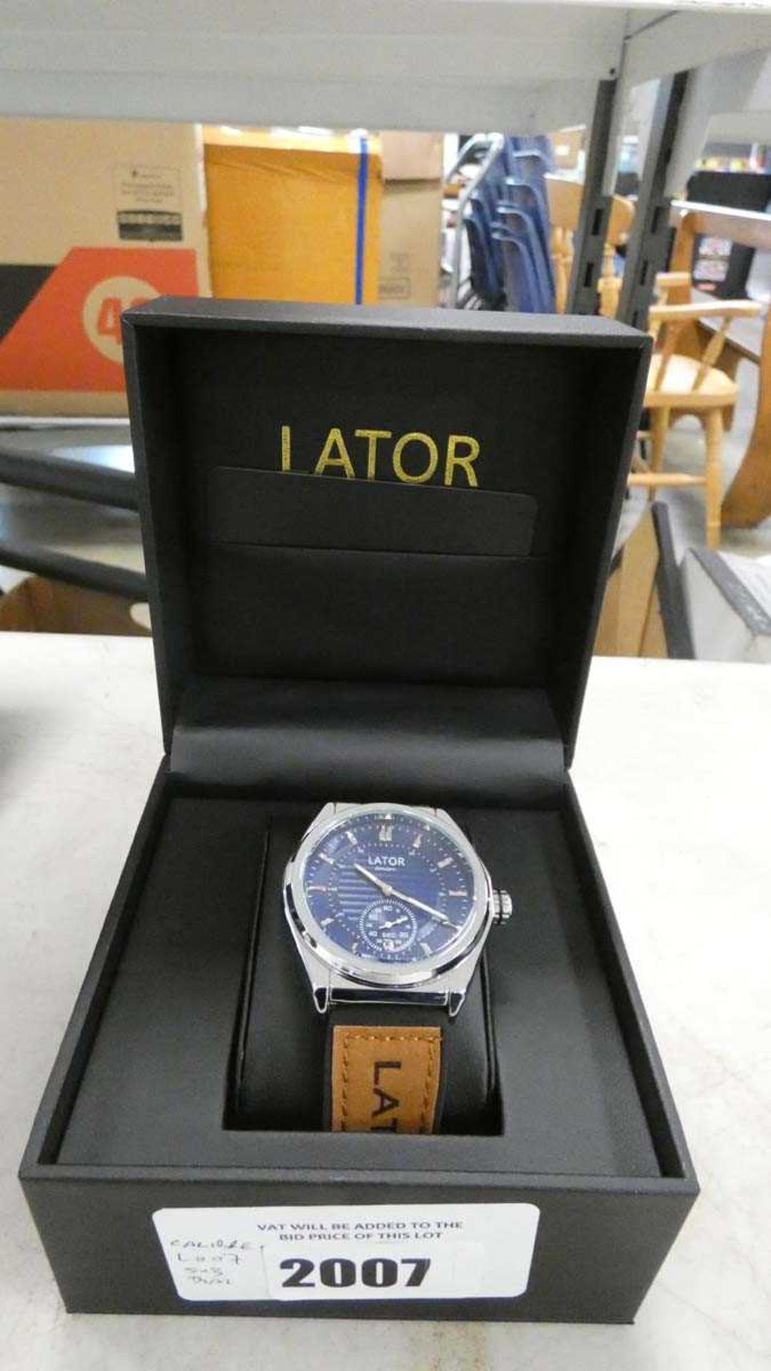 +VAT Lator Calibre L007 sub dial wrist watch with strap and box